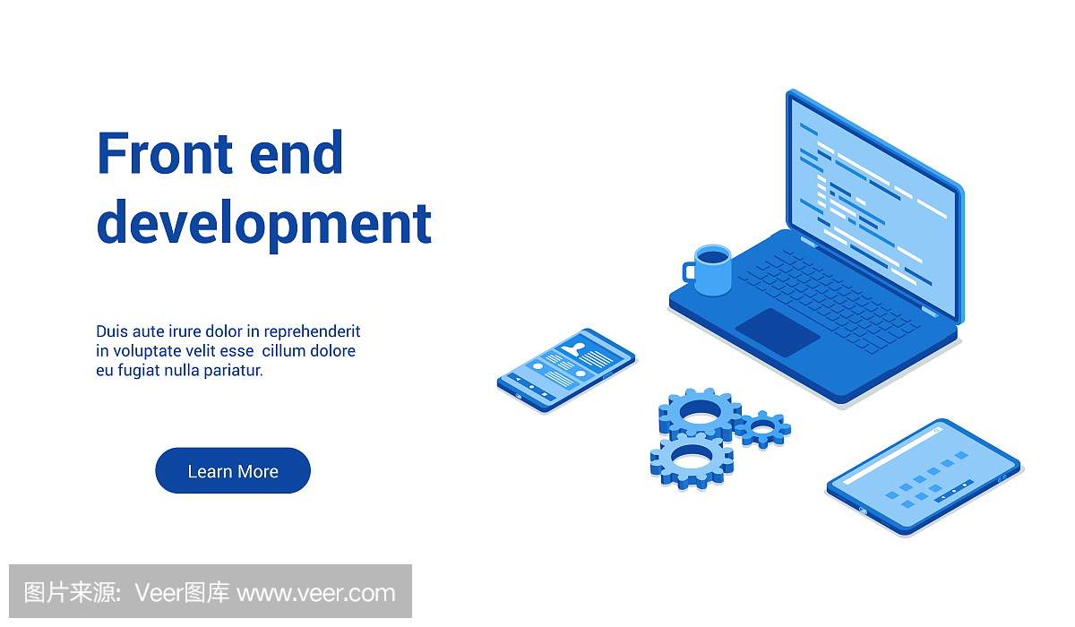 front end development blue template